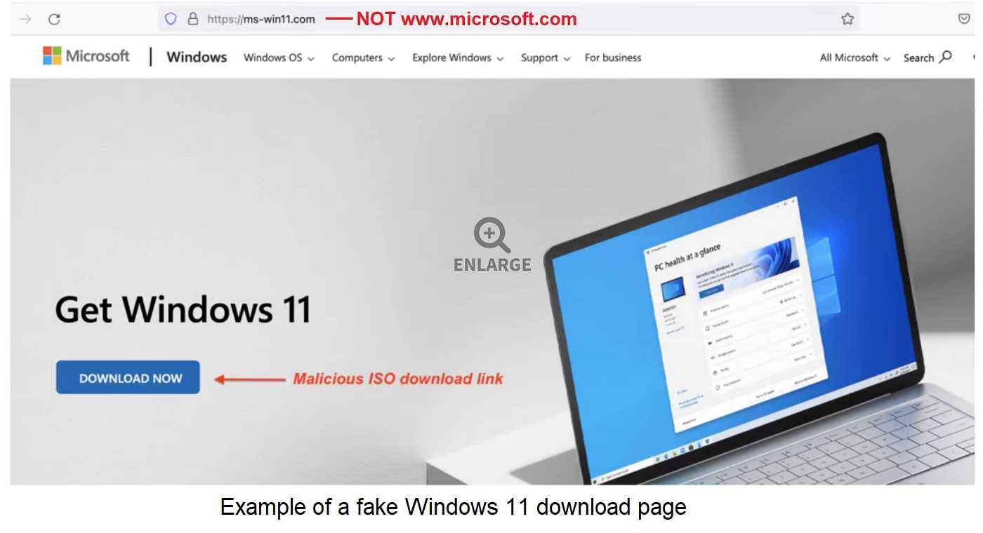 example of fake windows